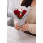 Ceku Home Kırmızı Güllü Ayıcık Buketi, Sevgiliye Hediye, Hediyelik, Çiçek, Kız Çocuğa