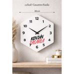 cekud tasarım baskı 20 cm Kendin Tasarla MDF Duvar Saati – Kişiye Özel Baskı – Fotoğraflı & İsimli Altıgen Saat