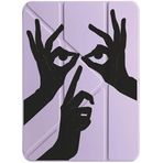 cekuonline Apple iPad Air 10.9 2022 5. Nesil M1 Çipli Kılıf, Uyku Modlu, Kalem Bölmeli, Tri Folding Face to Face, Lila