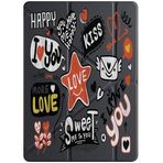 cekuonline Apple iPad Air 10.9 2022 (5. Nesil) M1 Çipli Kılıf, Uyku Modlu, Kalem Bölmeli, Tri Folding, Love Sticker, Siyah