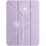 cekuonline Apple iPad Air 11" M2 M3 ile Uyumlu Air 4/5/6 Nesil Karahindiba Desenli Kapaklı Kılıf, Lila, Uyku Modlu, Kalem Bölmeli, Tri Folding