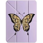 cekuonline Apple iPad Air 11" M2 M3 ile Uyumlu Air 4/5/6 Nesil Kılıf, Kalem Bölmeli, Uyku Modlu, Tri Folding, Lila, Kelebek Desenli