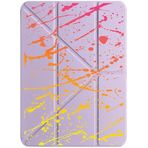 cekuonline Apple iPad Pro 12.9 2020 (4. Nesil) ile Uyumlu Kılıf, Uyku Modlu, Kalem Bölmeli, Tri Folding, Fırça Darbesi Deseni, Lila