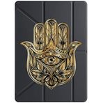 cekuonline Apple iPad Pro 12.9 2022 M2 ile Uyumlu Kalem Bölmeli Tri Folding Nazar Kılıf, Siyah