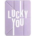 cekuonline Apple iPad Pro 12.9 2022 M2 ile Uyumlu Kalem Bölmeli Uyku Modlu Tri Folding Kılıf, Lila luckyyou-12.9-app-p747