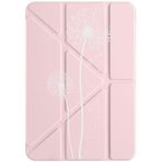 cekuonline Apple iPad Pro 12.9 2022 M2 ile Uyumlu Karahindiba Desenli Kapaklı Kılıf, Uyku Modlu, Kalem Bölmeli, Pudra Pembe