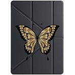 cekuonline Apple iPad Pro 12.9 2022 M2 ile Uyumlu Kılıf, Uyku Modlu, Kalem Bölmeli, Tri Folding, Kelebek Desen, Siyah