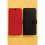 Cekuonline Samsung Galaxy S8 Plus Ile Uyumlu Kılıf Cüzdanlı Kartlıklı Standlı Siyah + Kırmızı 2 Adet
