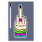 Cekuonline Samsung Galaxy Tab S7 SM-T870 11" ile Uyumlu Kılıf, Desenli Silikon, Orta Parmak, Çok Renkli avonm-v-cvr452521
