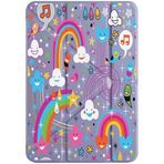 cekuonline Xiaomi Mi Pad 5 11.0" ile Uyumlu Kılıf, Uyku Modlu, Kalem Bölmeli, Tri Folding, Raindrops Desenli, Mor