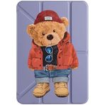 cekuonline Xiaomi Mi Pad 5 11.0" ile Uyumlu Kılıf, Uyku Modlu, Kalem Bölmeli, Tri Folding, TeddyBear, Mor