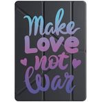 cekuonline Xiaomi Redmi Pad 10.6" ile Uyumlu Tablet Kılıfı, Kalem Bölmeli, Uyku Modlu, Üç Katlı, Make Love Not War Tasarım, Siyah