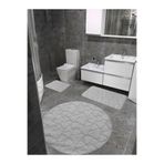 ÇELEBİ HOME TEKSTİL Beyaz Pamuk Banyo Paspası Makinede Yıkanabilir Kaymaz Taban Su Emici 3'lü Takım Banyo Paspası