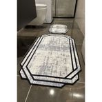 ÇELEBİ HOME TEKSTİL Lüks Gri Siyah Yıkanabilir Kaymaz Taban 2’li Takım Banyo Paspası