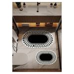 ÇELEBİ HOME TEKSTİL Siyah Beyaz Damla Oval Kesim Makinede Yıkanabilir Kaymaz Taban 2’li Takım Banyo Paspası