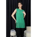 ÇELEBİ STYLE Kadın Tesettür Kolsuz Yeşil Piliseli Içlik Gömlek Tunik Bluz