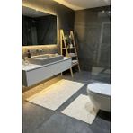 Çelebihome Beyaz Pamuk Banyo Paspası Makinede Yıkanabilir Kaymaz Taban Su Emici 2'li Takım Banyo Paspası
