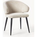 Celia Bouclé Kollu Sandalye - Midcentury Stil, Yarım Ay Sırtlık, Fsc® Sertifikalı - Bej - Siyah