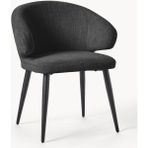 Celia Bouclé Kollu Sandalye - Midcentury Stil, Yarım Ay Sırtlık, Fsc® Sertifikalı - Siyah