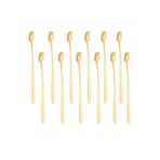 Çelik 17 cm Gold 12 Adet Uzun Kahve ve Smoothie Karıştırma Kaşığı cin577sr