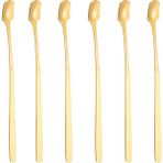 Çelik 17 cm Gold 6 Adet Uzun Kahve ve Smoothie Karıştırma Kaşığı CIN577SR-6