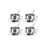 Çelik 4 Adet 180 ml Çift Cidar Espresso Kahve Fincan Set Sunum Bardağı