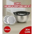 Çelik 5 Parça rendeli Saklama ve Karıştırma Kabı Seti