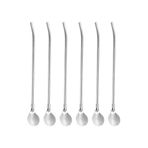 Çelik 6Adet 22cm Kamışlı Kokteyl Kahve Latte Karıştırma Barmen Kaşığı cin759by-6