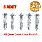 Celik Alcipan Bosluk Dubel Frt Tugla Duvar Bims Parasut Dubeli 6X52 Metal 5 Adet
