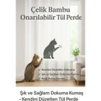 Çelik Bambu Onarılabilir Tül Perde – Şık ve Sağlam Dokuma Kumaş -Kendini Düzelten Tül Perde - Ekru - 150 x 180