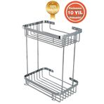ÇELİK BANYO Birinci Kalite Paslanmaz Çelik Taci 2’li 23x15 Cm Şampuanlık Banyo Rafı Duş Rafı Süngerlik