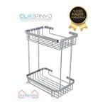 Çelik Banyo Çelik Taci Ikili 23x15cm Şampuanlık Banyo Rafı Duş Rafı Süngerlik Gri
