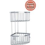 ÇELİK BANYO Derin Şampuanlık Paslanmaz Pirinç 2'Li 19x19 cm Şampuanlık Köşe Süngerlik
