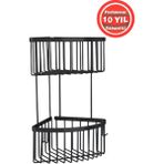 Çelik Banyo Derin Şampuanlık Paslanmaz Pirinç Mat Siyah 2'li 20X20 cm Şampuanlık Banyo Rafı
