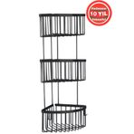 ÇELİK BANYO Derin Şampuanlık Paslanmaz Pirinç Mat Siyah 3'Lü 19x19 cm Şampuanlık Banyo Rafı