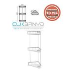 Çelik Banyo Eda Üçlü Köşe 18x18 Sabunluk Ve Şapuanlık Gümüş