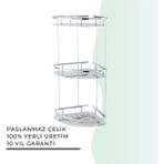 Çelik Banyo Igk Yapı - Marin Üçlü Şampuanlık 19X19 cm (MS10-047) - 19 x 19 cm