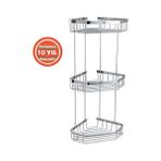 Çelik Banyo P10-027 Paslanmaz Çelik 19X19 cm Selen 3’lü Şampuanlık Köşe Süngerlik
