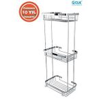 Çelik Banyo Paslanmaz Çelik Taci 3’lü 23x15 Cm Şampuanlık Köşe Süngerlik Gümüş