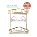 Çelik Banyo Paslanmaz Pirinç 18x18 Cm 2'li Şampuanlık Köşe Süngerlik Altın Gold Sarı