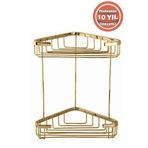 ÇELİK BANYO Paslanmaz Pirinç 18x18 cm Şampuanlık Köşe Süngerlik Altın Gold