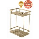 ÇELİK BANYO Paslanmaz Pirinç Altın Gold Lidya 2'li 15x22 Cm Şampuanlık Banyo Rafı