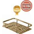 ÇELİK BANYO Paslanmaz Pirinç Altın Gold Lidya Tekli 15x22 Cm Şampuanlık Süngerlik Banyo Rafı