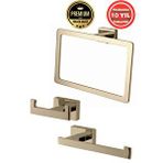 ÇELİK BANYO Paslanmaz Pirinç Banyo Aksesuar 3'Lü Set Kenzo Havluluk Tuvalet Kağıtlık Askılık Altın Gold