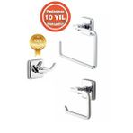 ÇELİK BANYO Paslanmaz Pirinç Banyo Aksesuar Set Havluluk-bornozluk-tuvalet Kağıtlık (10 Yıl Garantili)