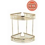 ÇELİK BANYO Paslanmaz Pirinç Destina 2'li 19x19 Cm Şampuanlık Banyo Rafı Altın Gold
