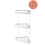 Çelik Banyo Paslanmaz Pirinç Eda 3'lü 18X18 cm Şampuanlık Banyo Rafı