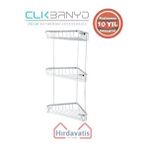 Çelik Banyo Paslanmaz Pirinç Efe Üçlü 18x18cm Sabunluk Şampuanlık Ve Köşe Süngerlik Gri