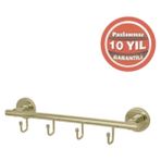 Çelik Banyo Paslanmaz Pirinç Flora 4’lü Askılık Altın Sarı Gold