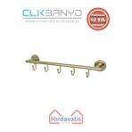 Çelik Banyo Paslanmaz Pirinç Flora 5’li Askılık Altın Sarı Gold